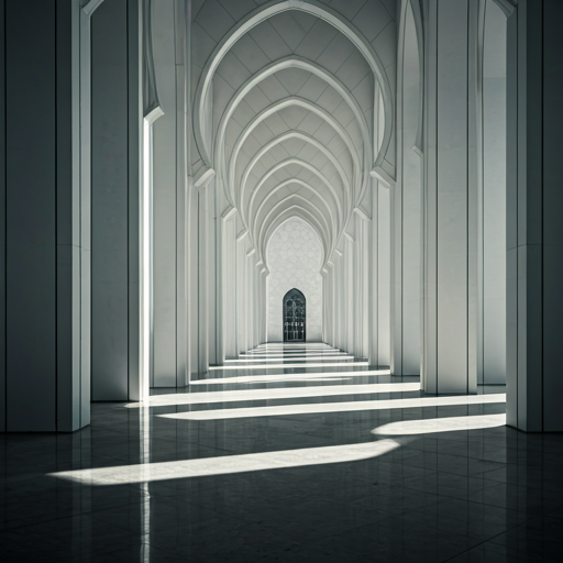 Minimalist architectural details of a mosque